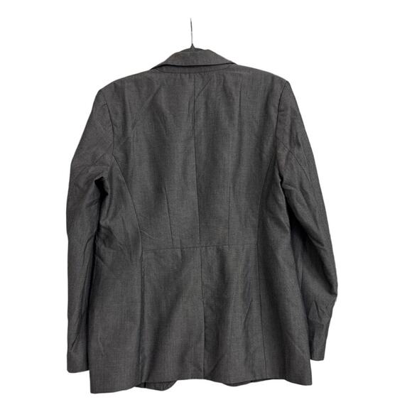 White House Black Market Single Button Gray Ruffle Collar Blazer Jacket Large - Picture 2 of 5